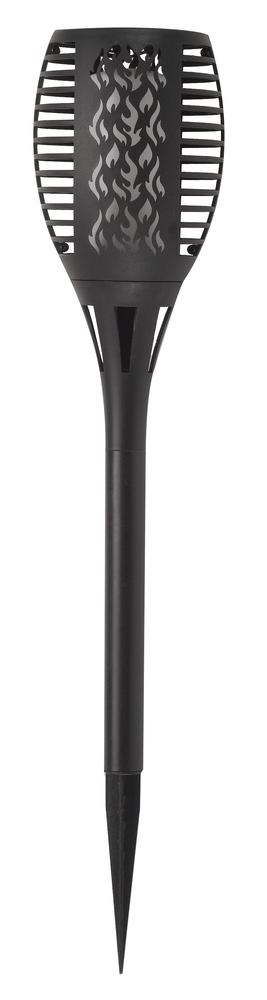 Weg-Solarlampe in Form einer Fackel. Auf weißem Hintergrund.